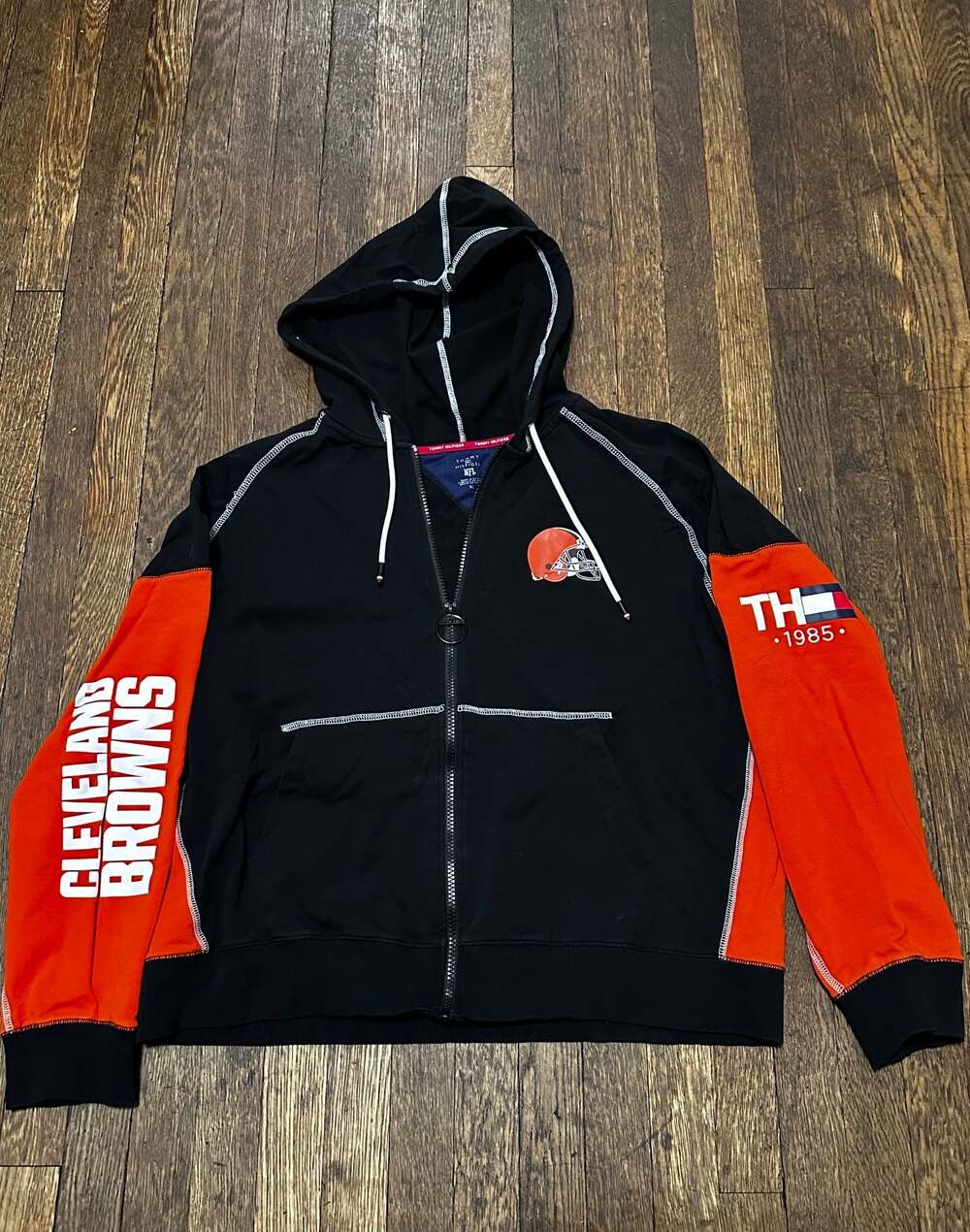 Tommy Hilfiger NFL Cleveland Browns Collab Full Zip Hoodie Size XL